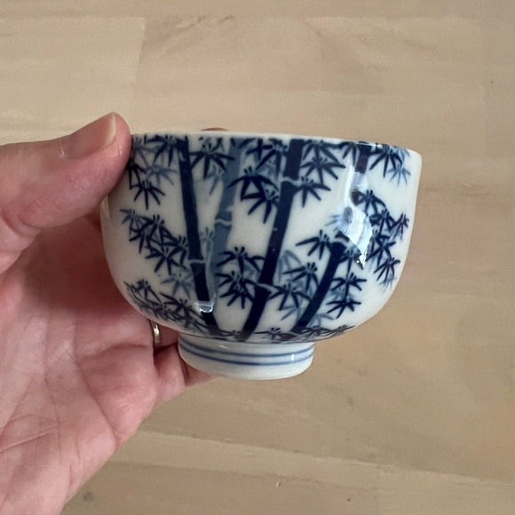 Blue & White Japanese Teacup Bamboo Pattern Made in Japan - Picture 2 of 7